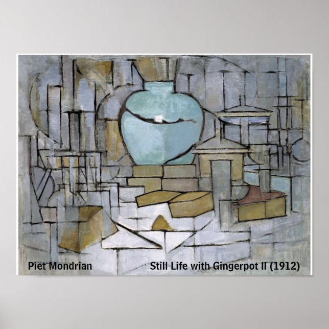 Affiche Piet Mondrian à vie morte avec Gingerpot II (Devant)