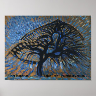 Affiche Piet Mondrian Apple Tree Pointilliste Version