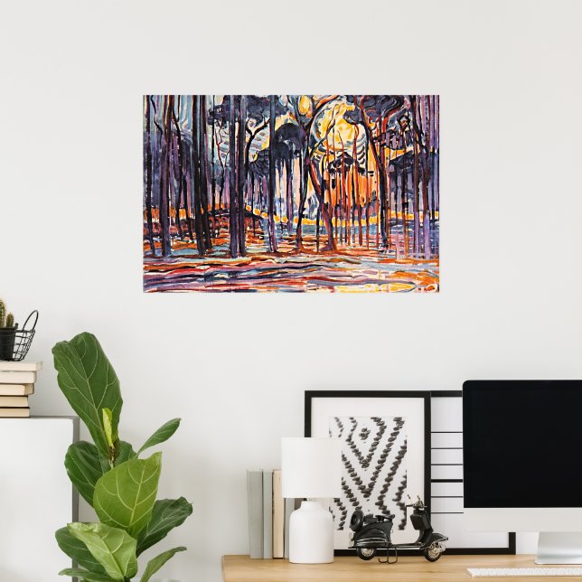 Affiche Piet Mondrian, Bois près d'Oele, (Bureau à domicile)