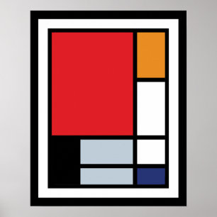 Affiche Piet Mondrian - Composition avec grand plan rouge