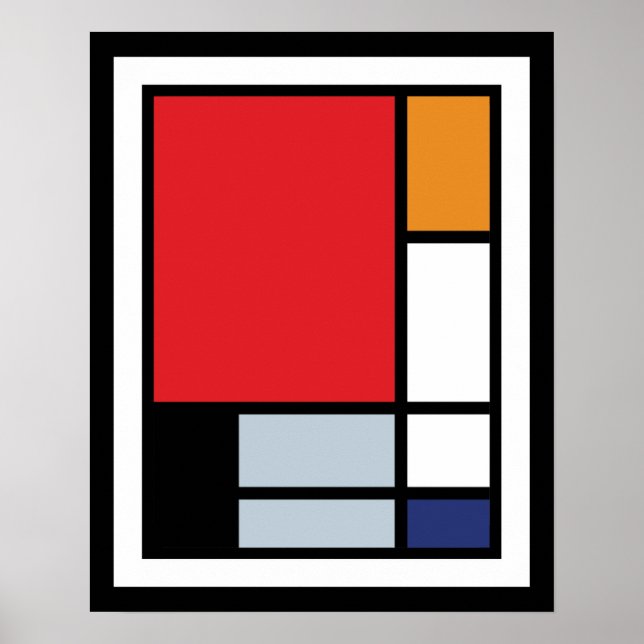 Affiche Piet Mondrian - Composition avec grand plan rouge (Devant)