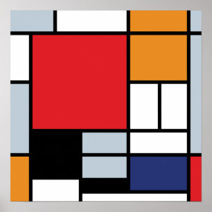 Affiche Piet Mondrian - Composition avec grand plan rouge