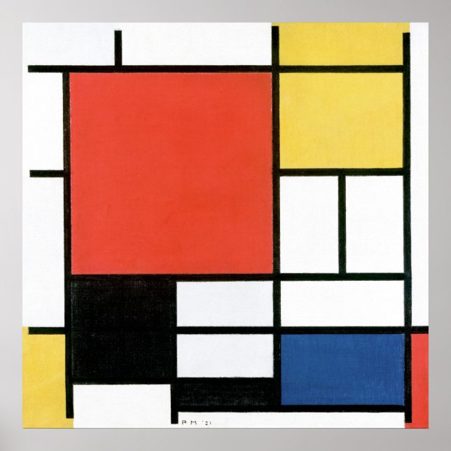 Affiche Piet Mondrian Composition Géométrie d'art Abstrait (Devant)
