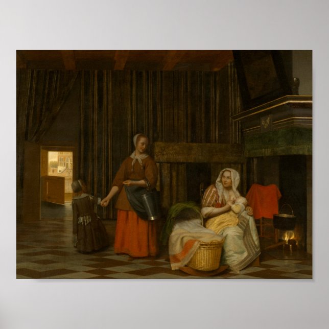 Affiche Pieter de Hooch - Femme et Enfant (Devant)
