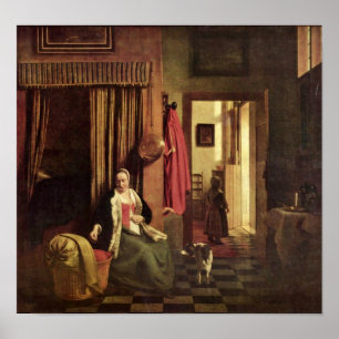 Affiche Pieter de Hooch - mère au berceau