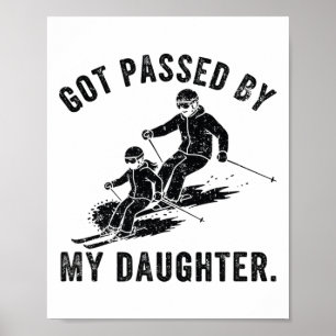 Affiche Piétiné par ma fille Drôle de ski Papa skiant Hive