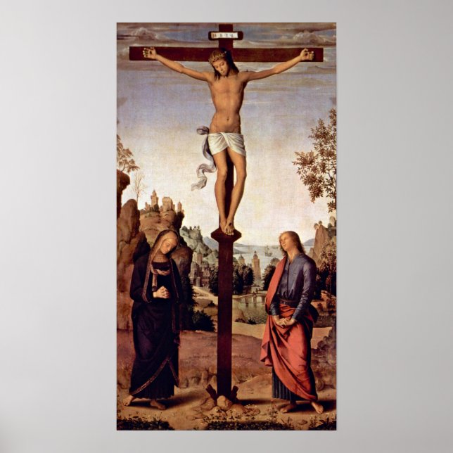 Affiche Pietro Perugino - Crucifixion avec Marie (Devant)