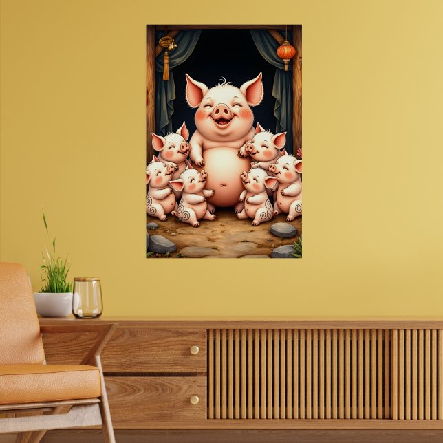 Affiche  Pig Art – Mother & Piglets (Salon 2)