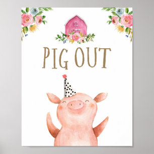 Affiche Pig Out Animaux de ferme Barnyard Girl Anniversair