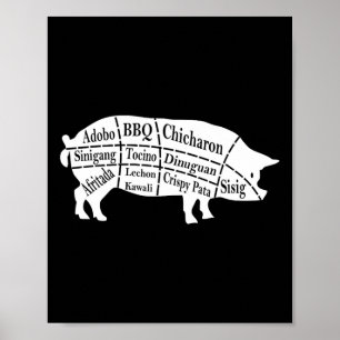Affiche Pig Parts Filipino Food Bbq Pinoy Adobo Funny Porc