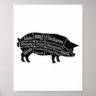 Affiche Pig Parts Filipino Food Bbq Pinoy Adobo Funny Porc