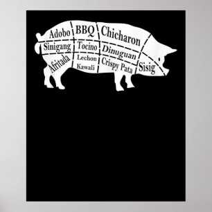 Affiche Pig Parts Food BBQ Pinoy Adobo Lovers Gift