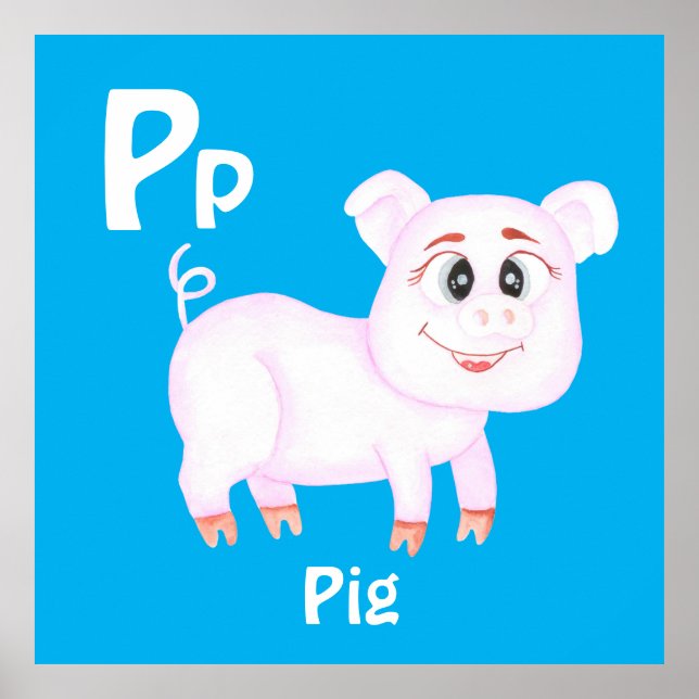 Affiche Pig personnalisez ABC : Lettre P -Ajoutez votre no (Devant)