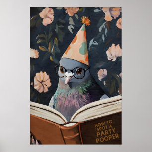 Affiche Pigeon Drôle Lisant Comment Repérer un Rabat-Joie