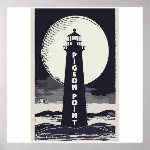 Affiche Pigeon Point Lighthouse California Moon