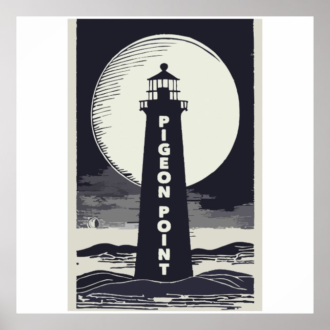 Affiche Pigeon Point Lighthouse California Moon (Devant)