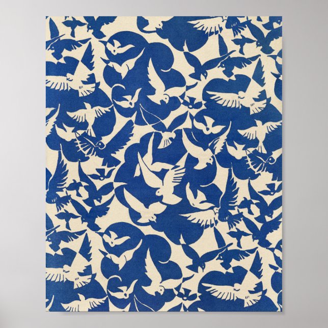 Affiche Pigeons in White and blue Rijksmuseum Amsterdam (Devant)