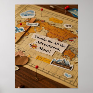 Affiche Piges et points de repère de la carte mondiale