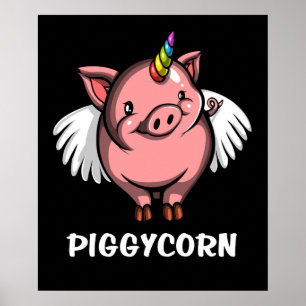 Affiche Piggycorn Cochon Unicorn Magique Animal de ferme