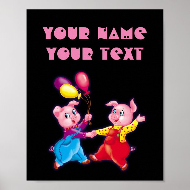 Affiche piglet rose joyeux (Devant)