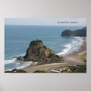 Affiche Piha, Lion Rock, Auckland Nouvelle-Zélande