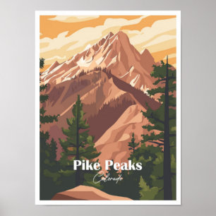 Affiche Pike Peaks Colorado Oeuvres d'art Lieu de voyage