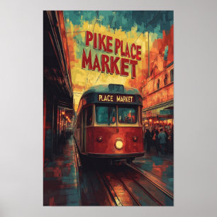 Affiche Pike Place Market Seattle Washington USA Travel