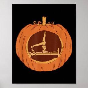 Affiche Pilates réformateur drôle avec Halloween citrouill