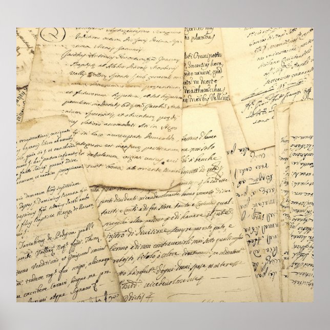 Affiche Pile d'anciens manuscrits Vintages (Devant)