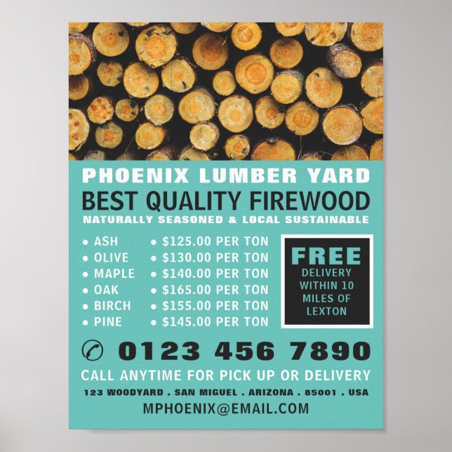 Affiche Pile de bois de chauffage, bois/bois/panneau de bo (Devant)