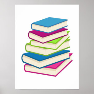 Affiche Pile De Livres Colorés