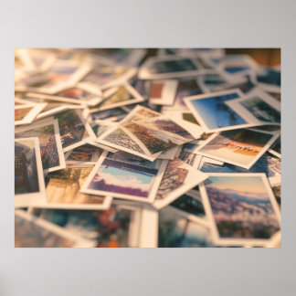 Affiche Pile de photographies Vintages
