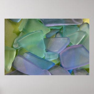 Affiche Pile de verre de plage bleu, Alaska