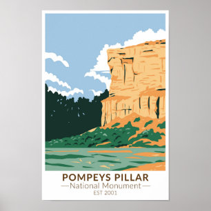 Affiche Pilier Pompeys Monument National Montana Vintage