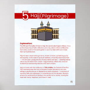 Affiche Piliers de l'Islam - Hajj (Pèlerinage) Rouge