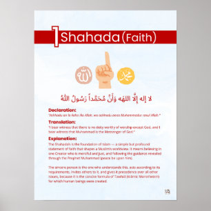 Affiche Piliers de l'Islam - Shahada (Foi) Rouge