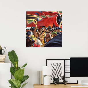 Affiche Pilote d'avion à une seule hélice vintage avec Pap