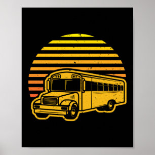 Affiche Pilote de bus Vintage Sunset School