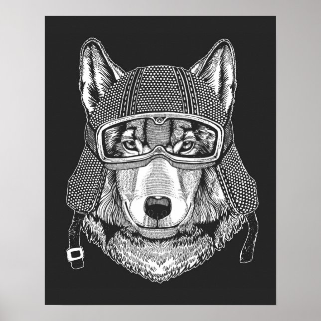 Affiche Pilote de motocyclette Wolf Dog (Devant)