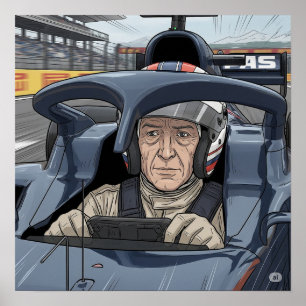 Affiche Pilote de voiture de course ciblée