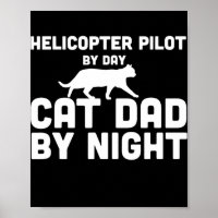 Pilote D'Hélicoptère De Jour Chat Papa De Nuit