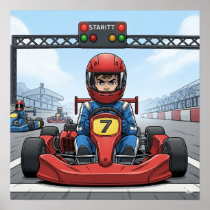 Affiche Pilote Go-Kart déterminé