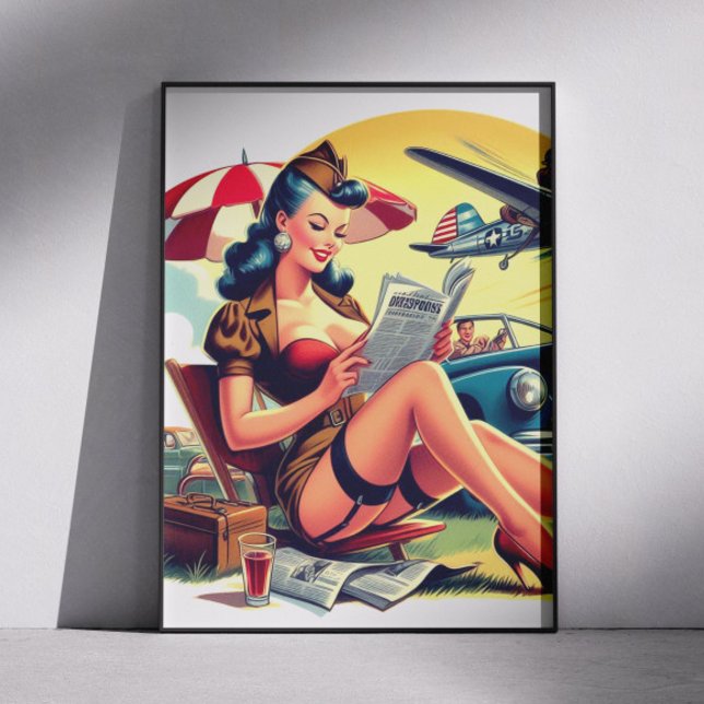 Affiche Pilote Rétro Pin-up (Créateur téléchargé)