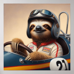 Affiche Pilote Sloth Racecar