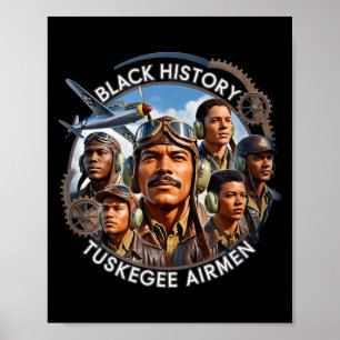 Affiche Pilotes noirs rétro histoire des Noirs seconde gue