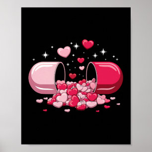 Affiche Pilules Cœur Amour Saint Valentin Cœurs Médicament