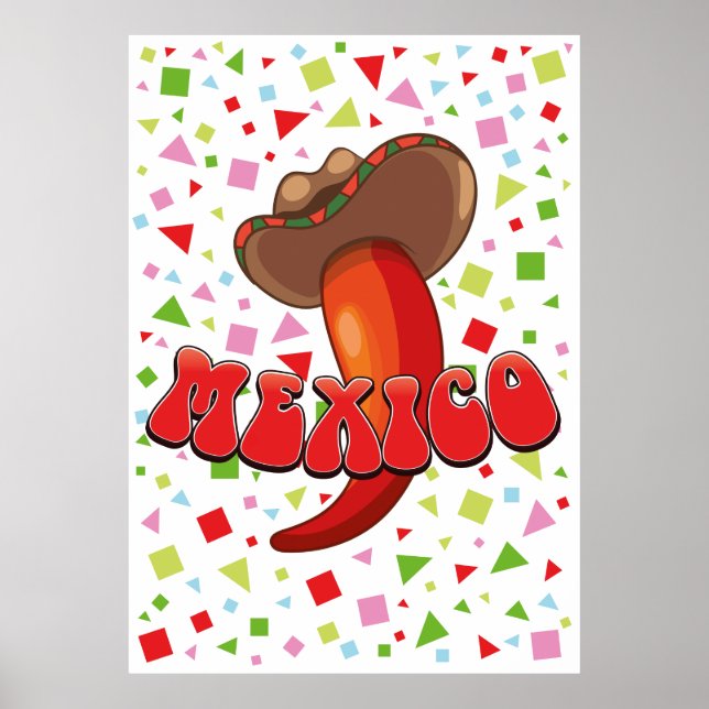 Affiche Piment Mexique Chilli mignon party (Devant)