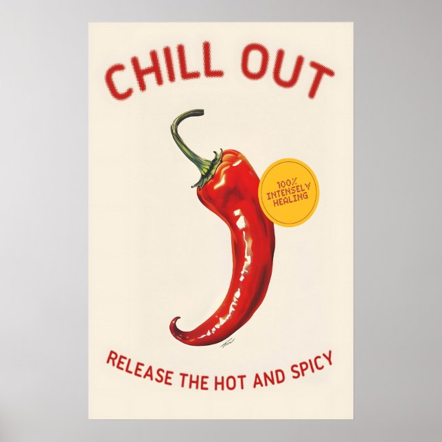Affiche Piment Rouge 'Chill Out' Cuisine Épicée (Devant)