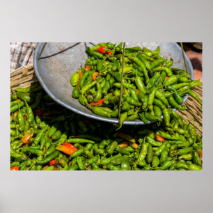 Affiche Piments à vendre sur le marché