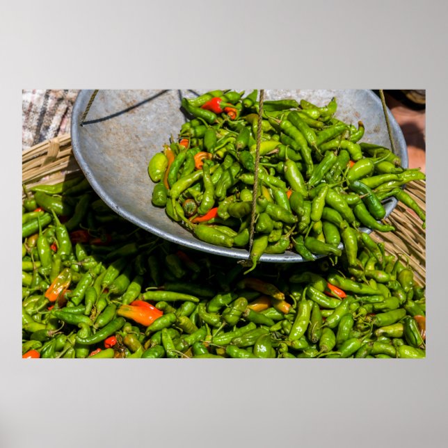 Affiche Piments à vendre sur le marché (Devant)